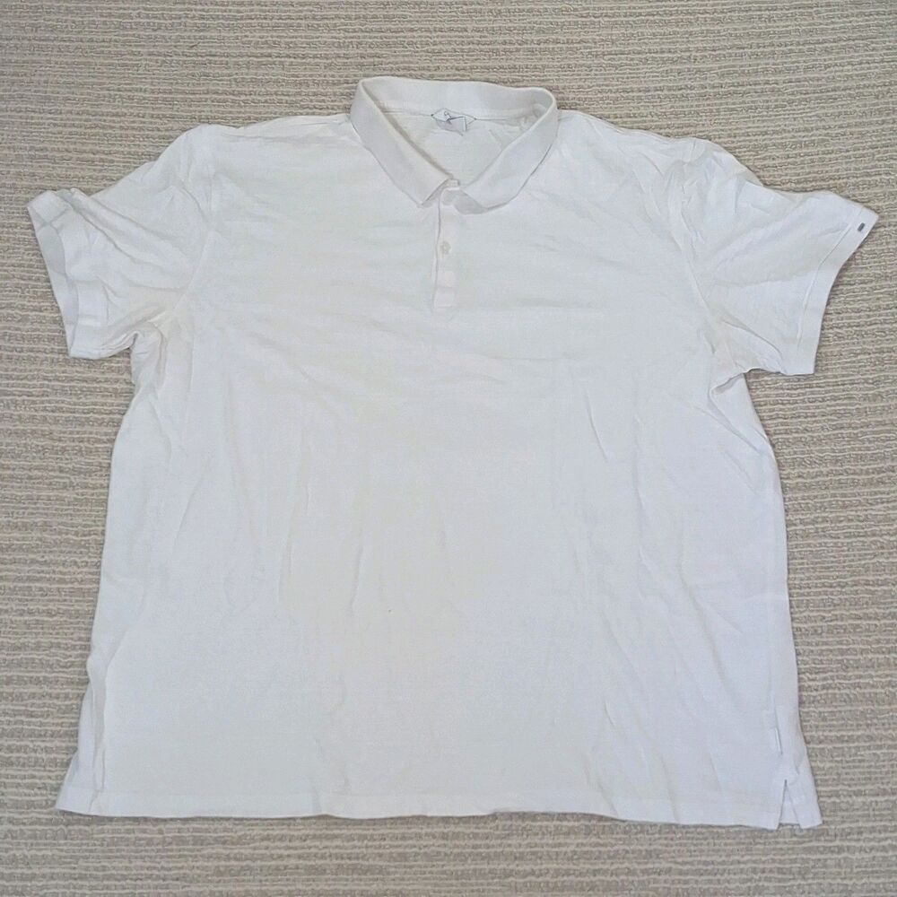 CALVIN KLEIN MEN SHIRT WHITE POLO SHORT SLEEVE SOLID XL BASIC TOP PIMA COTTON